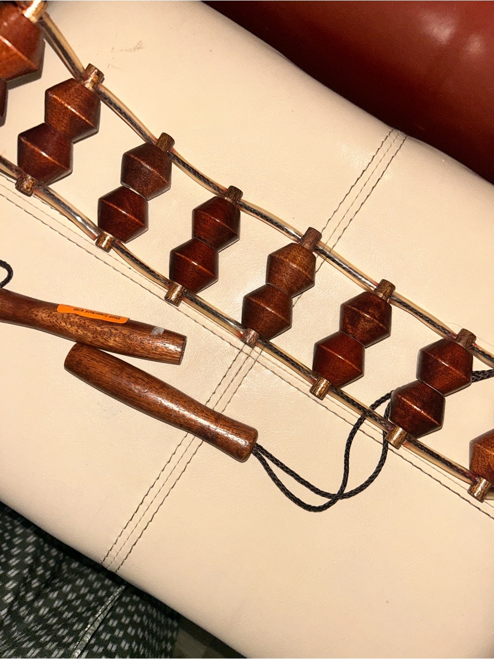 Vintage Wood Bead Massage Roller with Wooden Handles